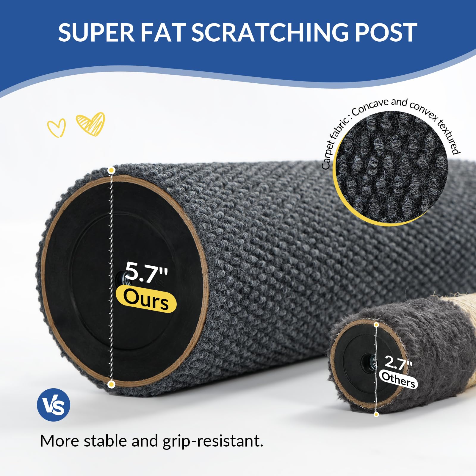 Cat Craft tall cat scratch post provides ample stretch space for active cats.
