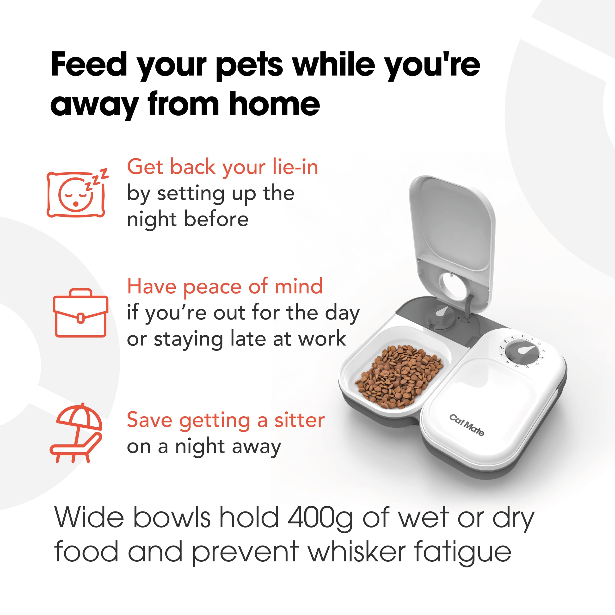 Cat Mate C200 14oz meal capacity per portion.