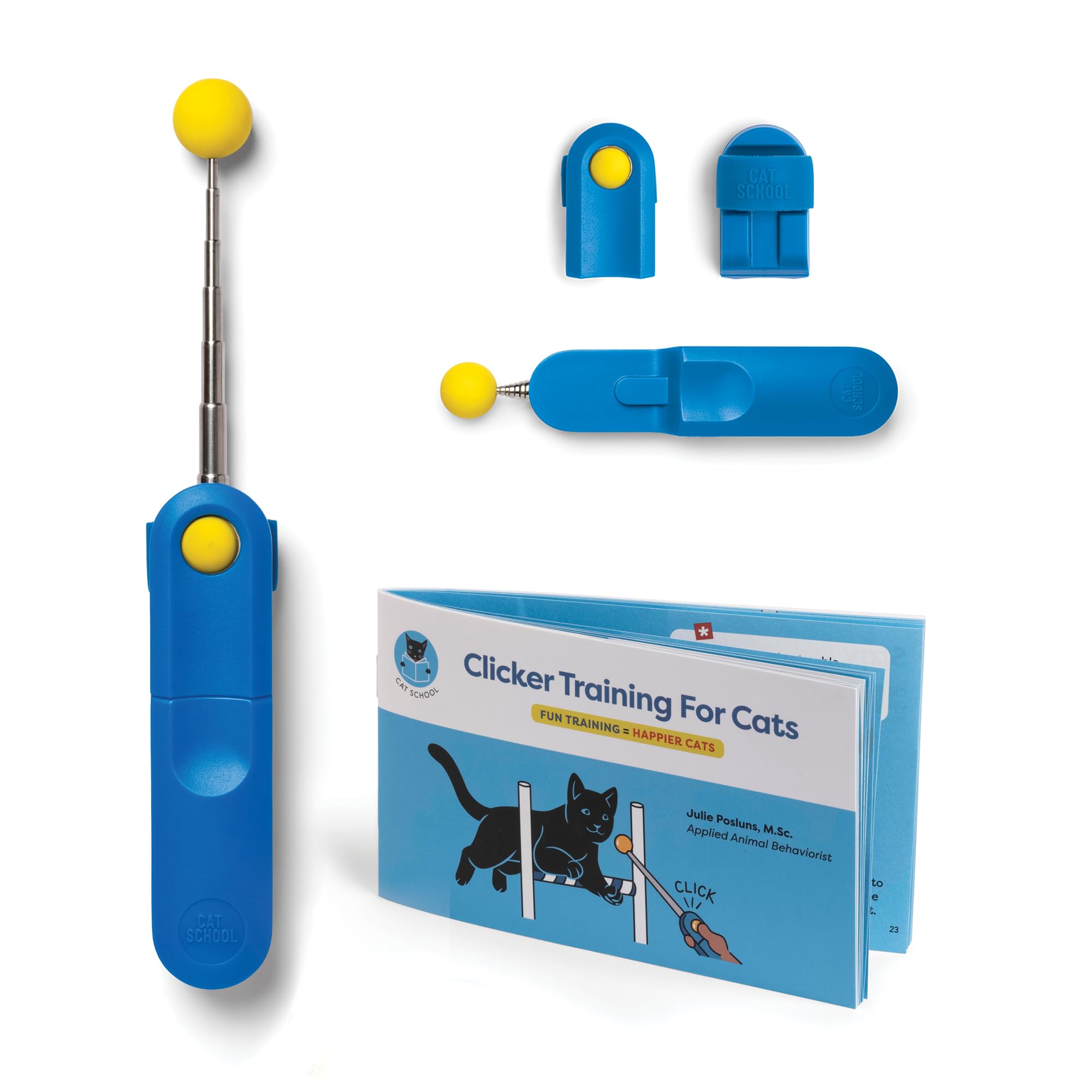 Cat School clicker kit contents for complete training setup