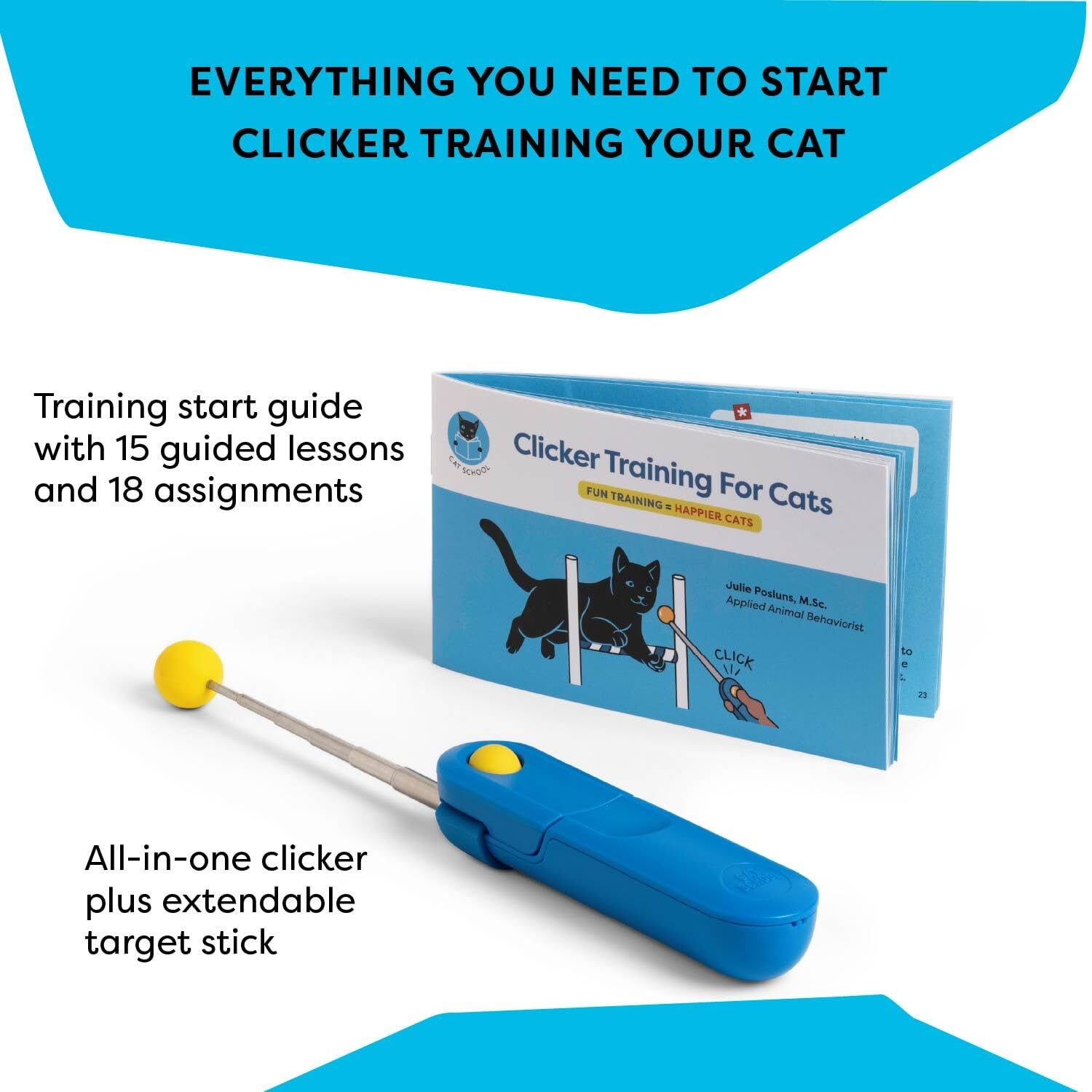 Cat School detachable clicker worn on finger for hands-free training