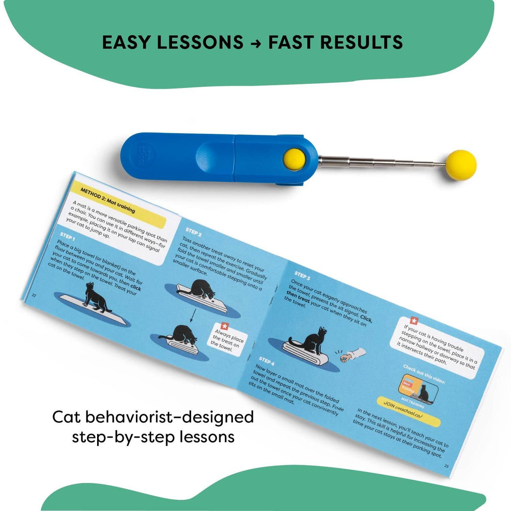 Cat School illustrated training manual with visual guides