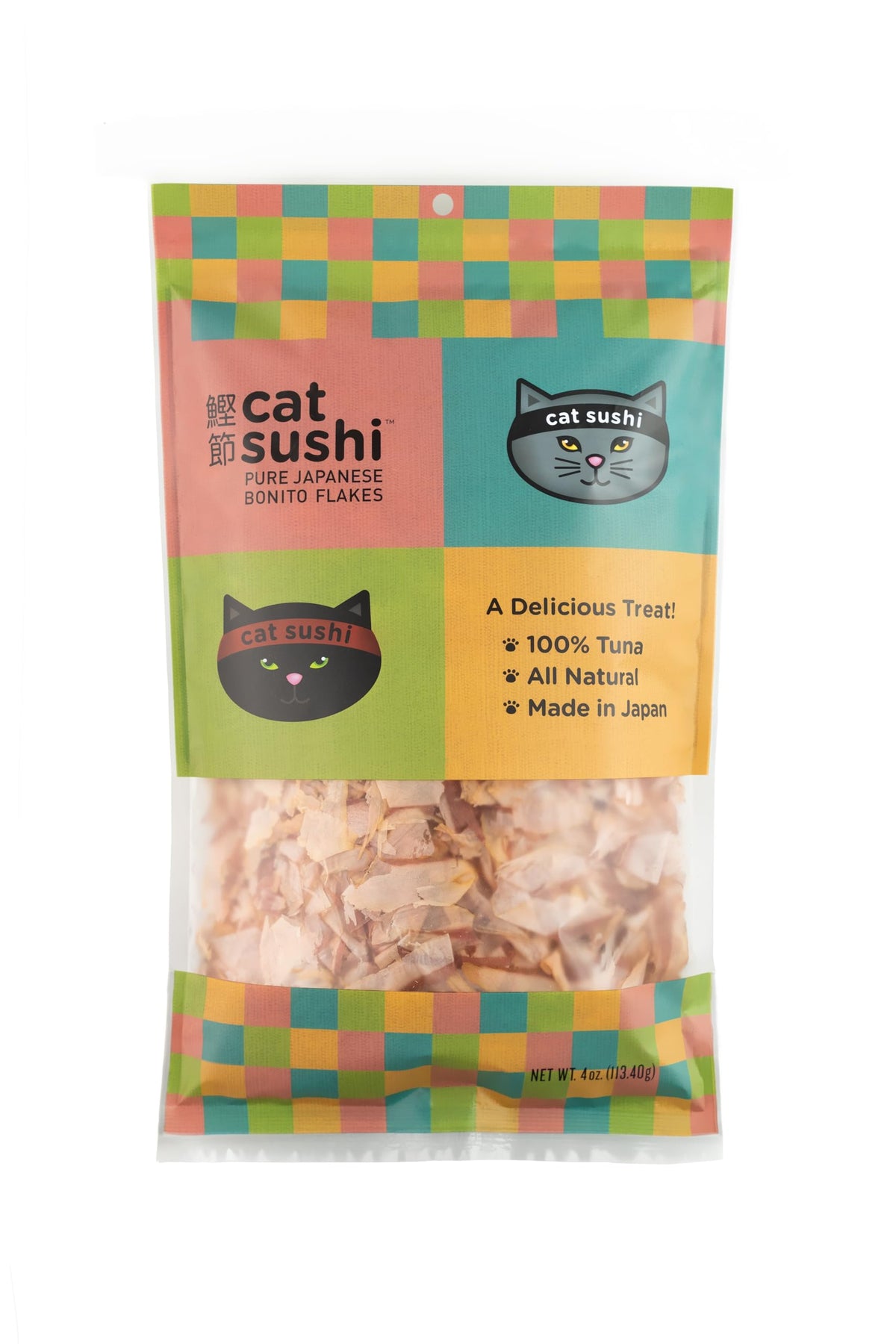 Cat Sushi Bonito Flakes package shows premium tuna for balanced feline nutrition