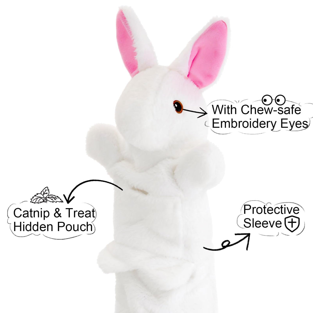 Catails glove toy extended to 27 inches for full-arm coverage.
