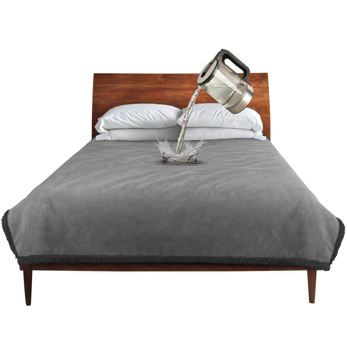 Catalonia waterproof blanket on a bed protecting against spills and stains