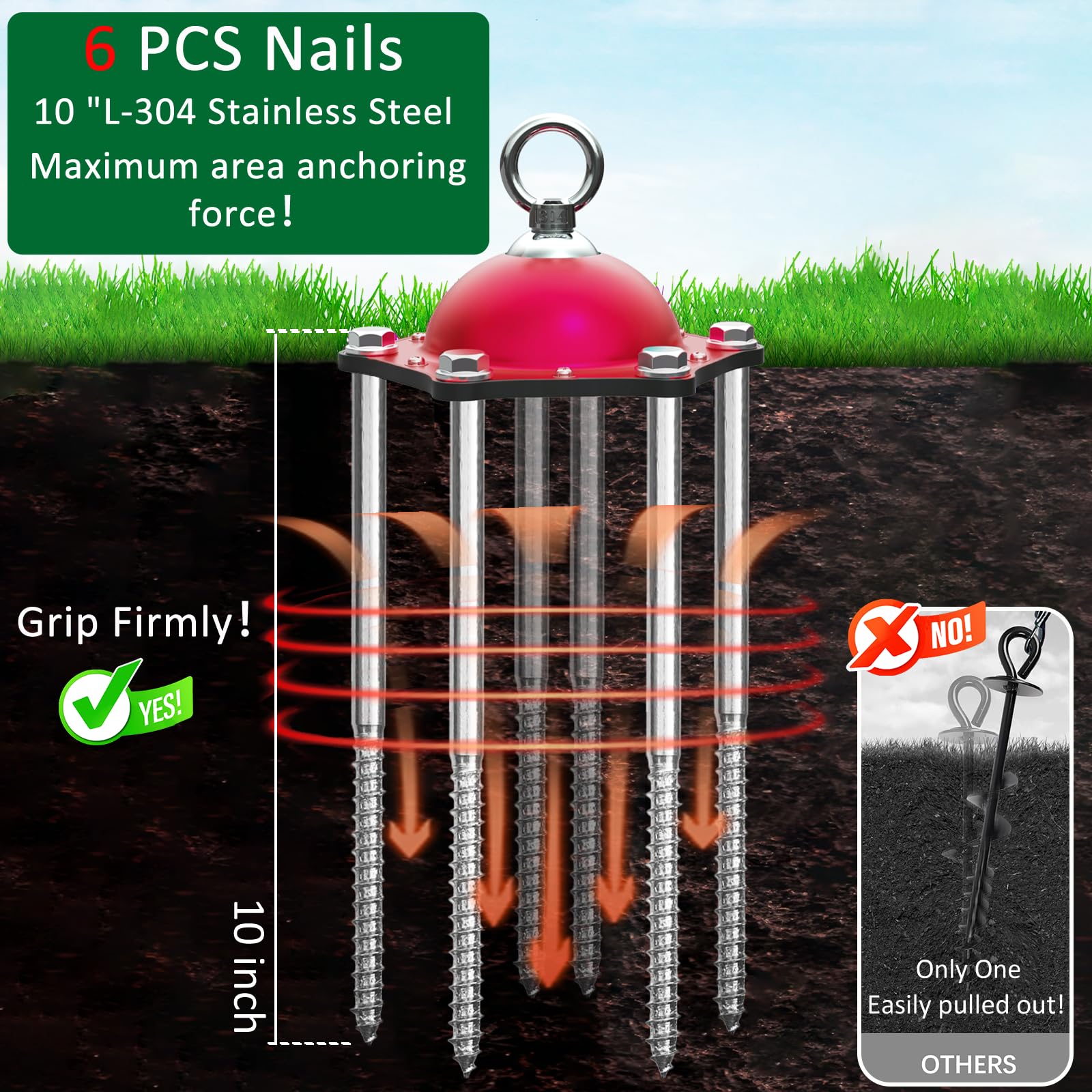 Catapamey stainless steel anchors in a six-pack for sturdy footing