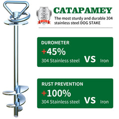 Catapamey stainless steel ground stake shown for rust resistant durability in outdoors