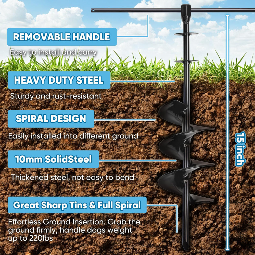 CatAve spiral stake showing easy installation design on uneven ground