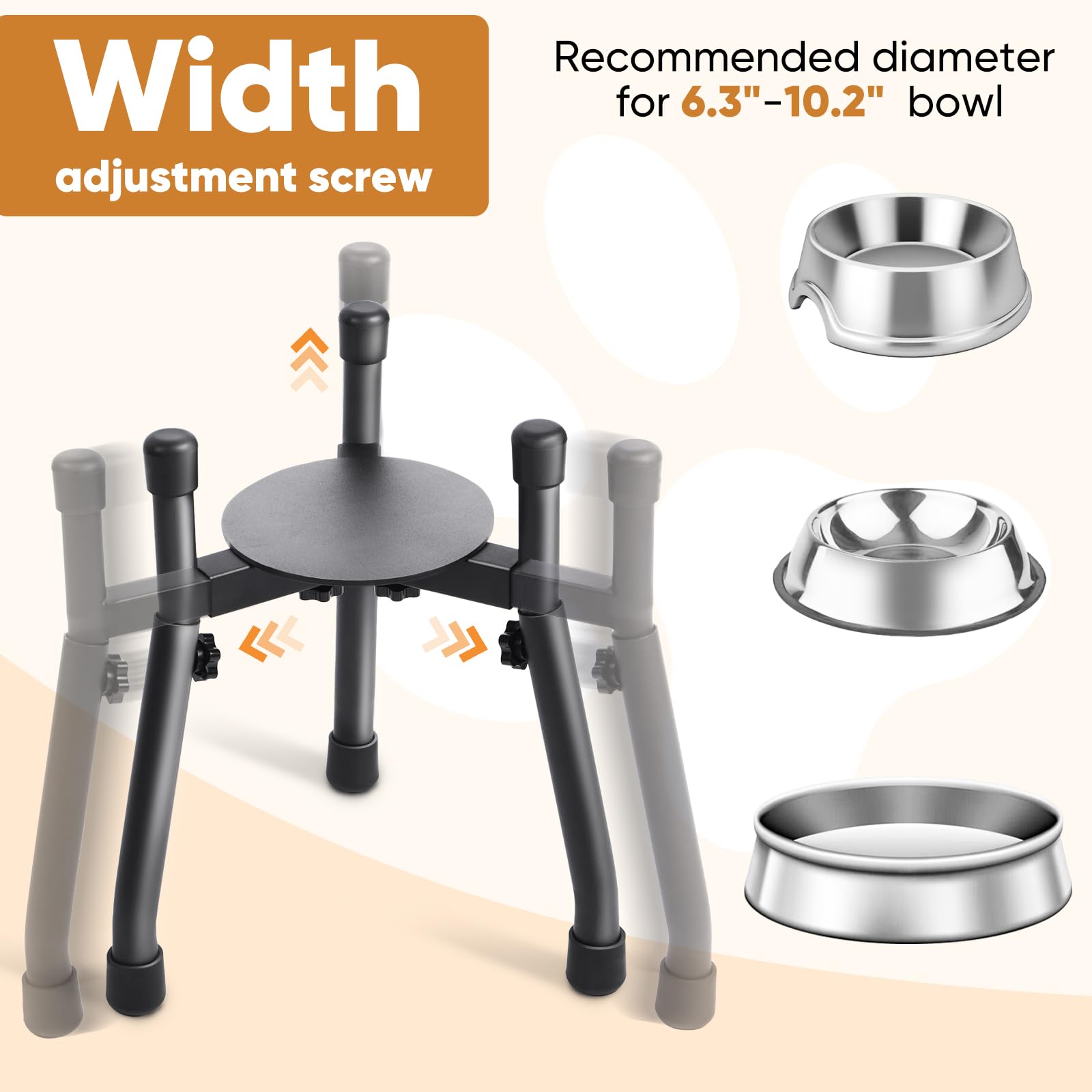 CatAve sturdy iron tubes provide stable support for energetic eaters.