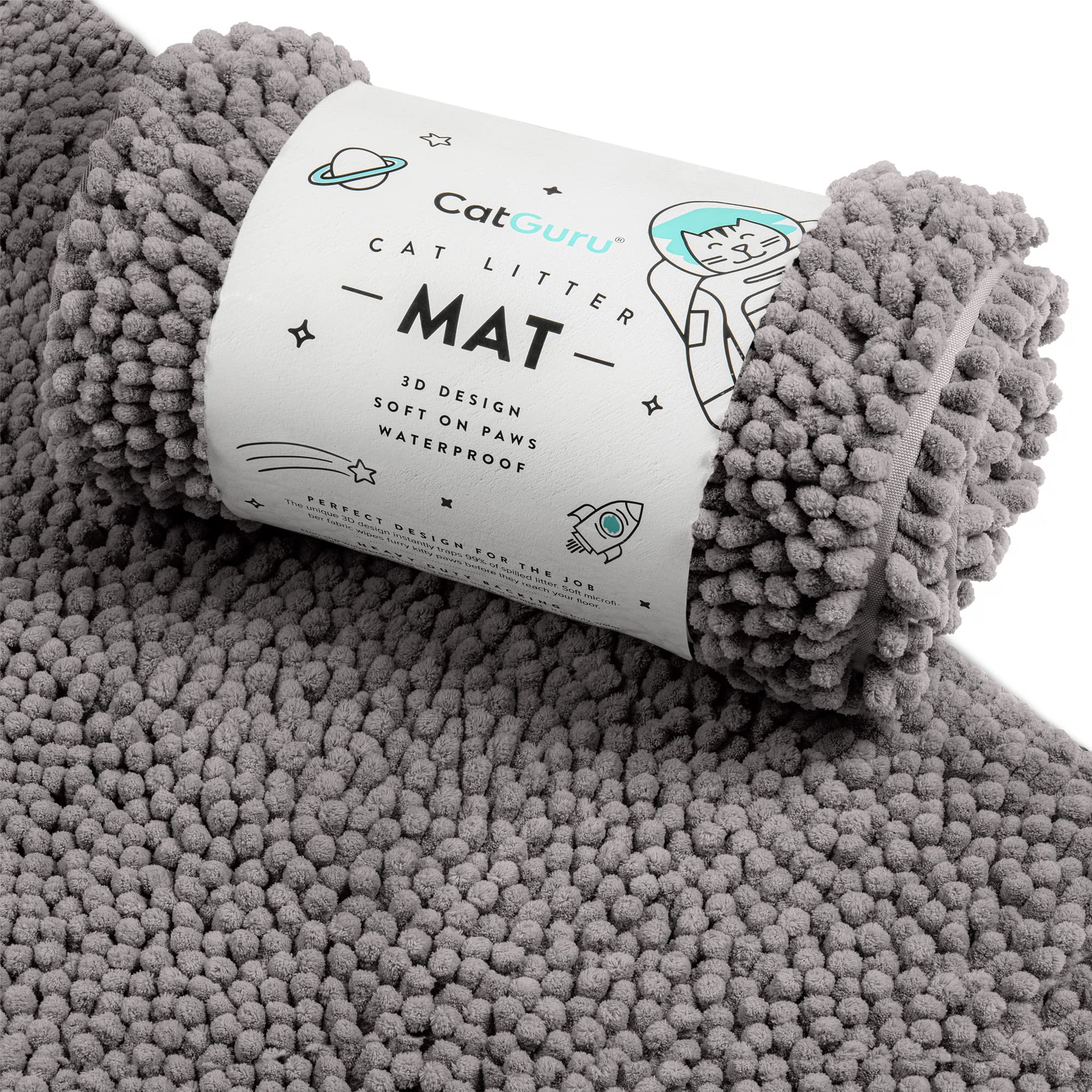 CatGuru Cat Litter Mat with 3D trap design keeps litter off floors