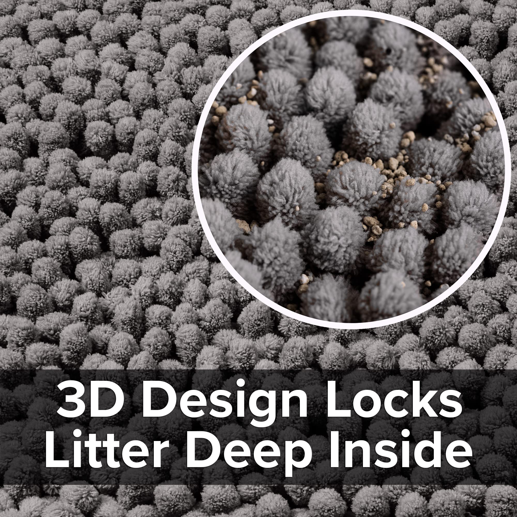 CatGuru medium litter mat, close-up of 3D design for effective litter capture.