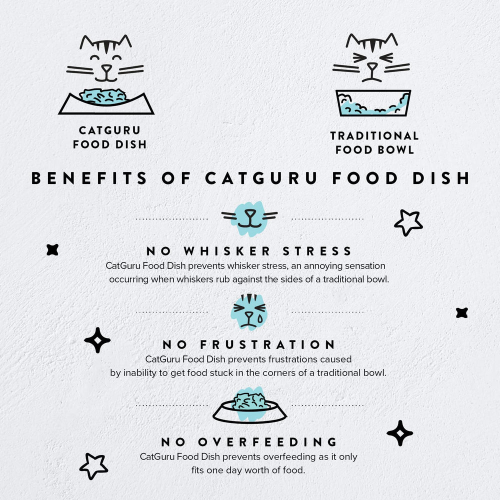 CatGuru non-slip base keeps bowls stable on countertops while feeding.