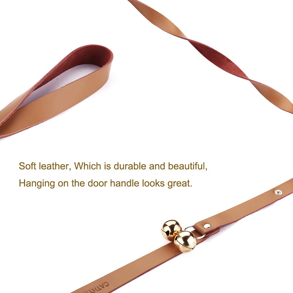 CATHYLIFE elegant leather dog doorbell mounted on a door knob