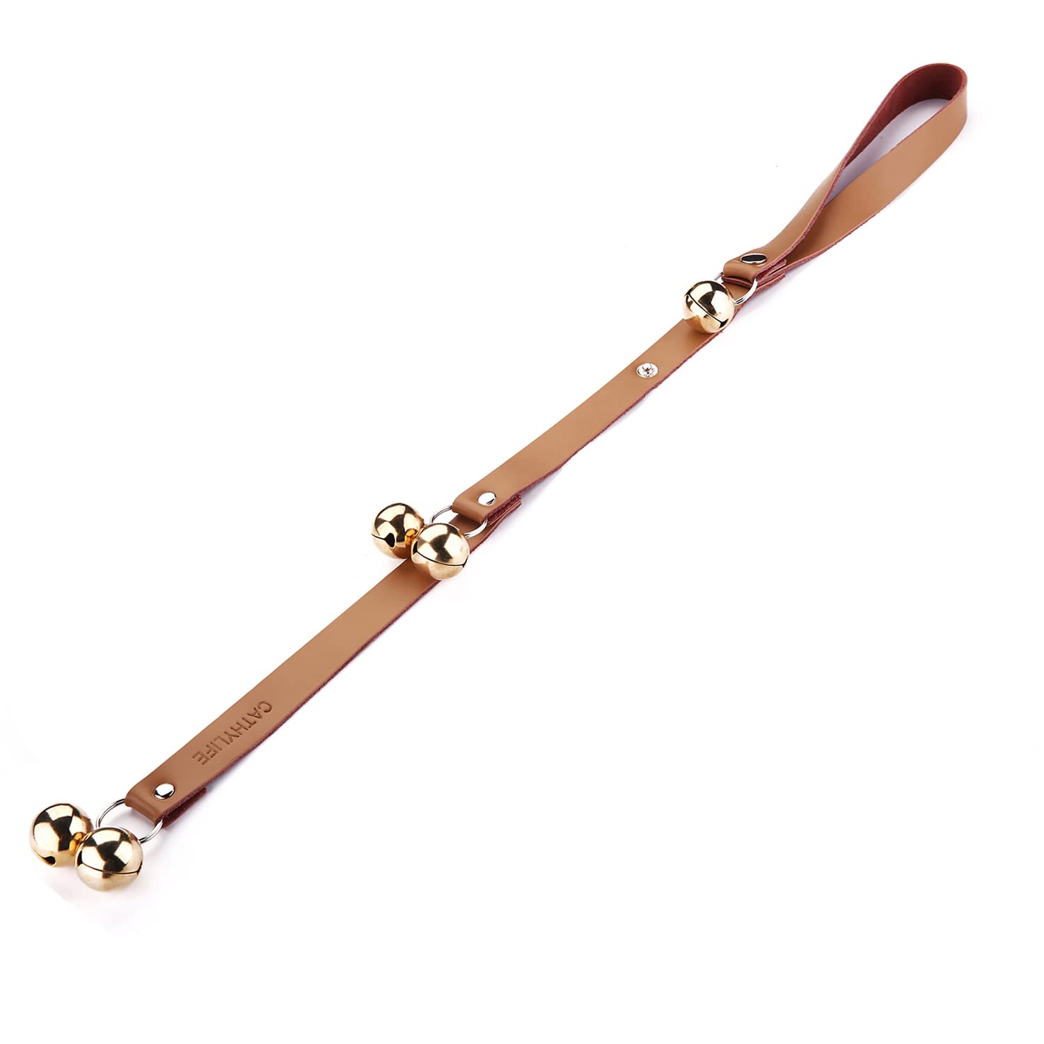 CATHYLIFE leather dog doorbell with brass bells improves potty training efficiency