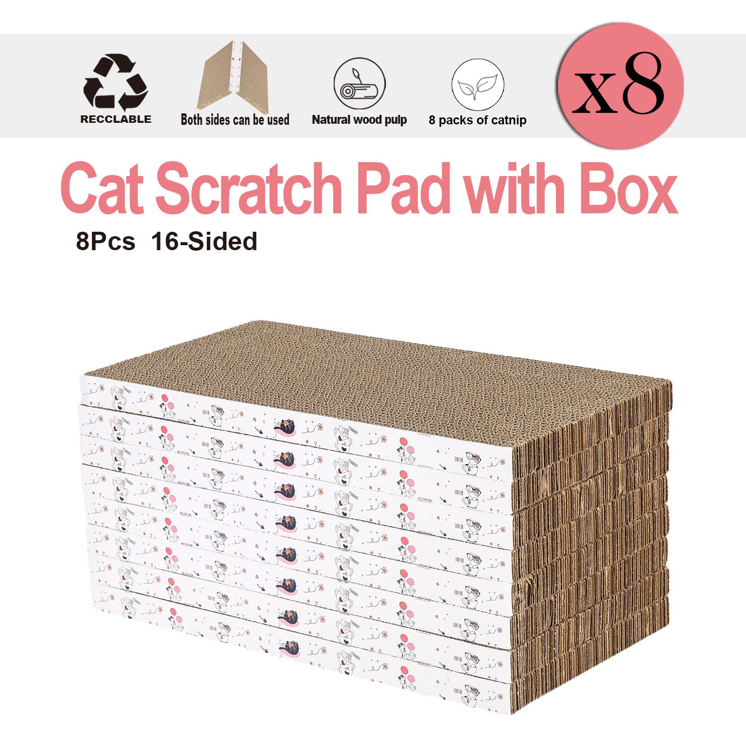 Catinarla cat grinding and resting on scratch pad in a cozy setup.