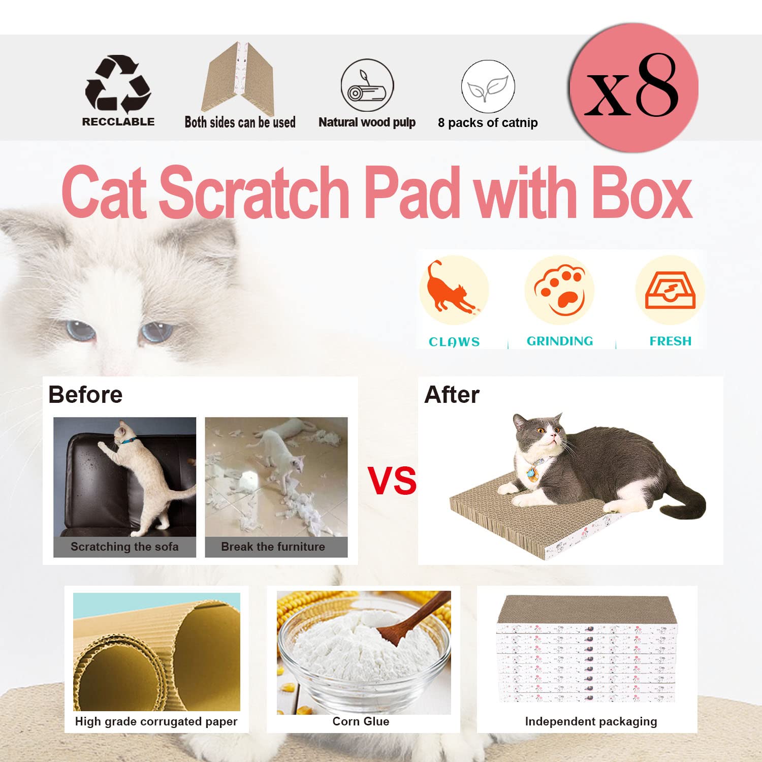 Catinarla durable scratch box with flipable pads in use at home.