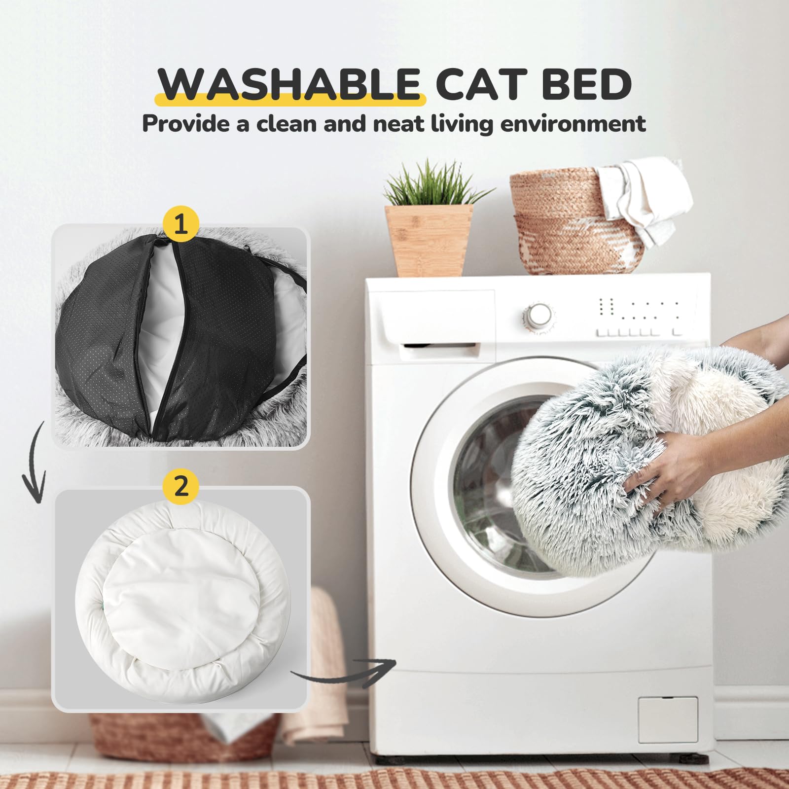 CATISM 25-inch cat bed fits medium cats and small dogs for shared comfort.