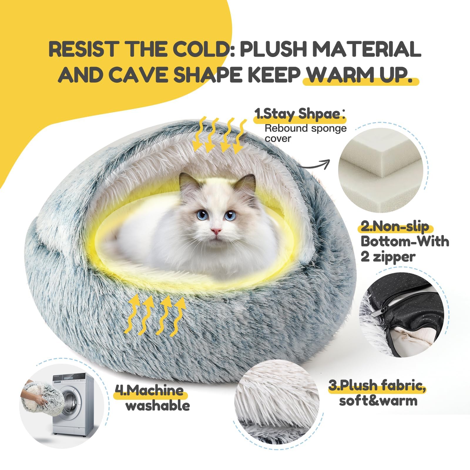 CATISM Cozy Cat Pod bottom zipper enables easy cleaning