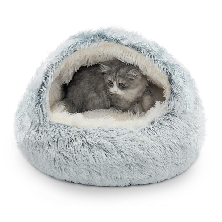 CATISM Cozy Cat Pod plush hooded bed offers warm, secure shelter