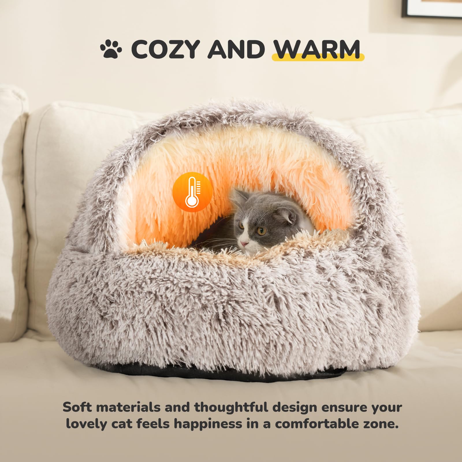 CATISM non-slip bottom cat bed stays in place