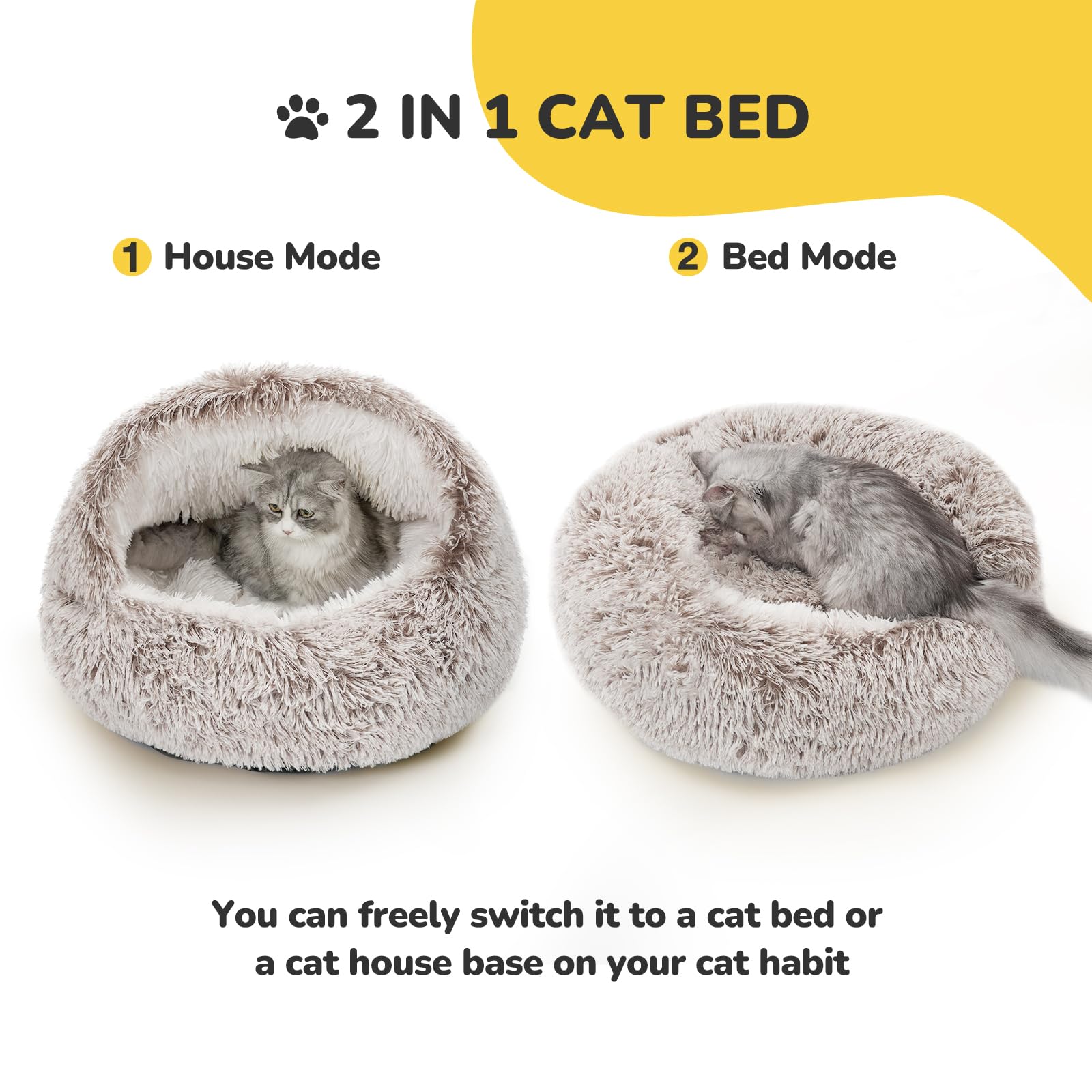 CATISM round donut hooded bed creates secure sanctuary