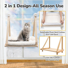 Catism Wooden Cat Hammock provides a sturdy sunlit spot on your window.