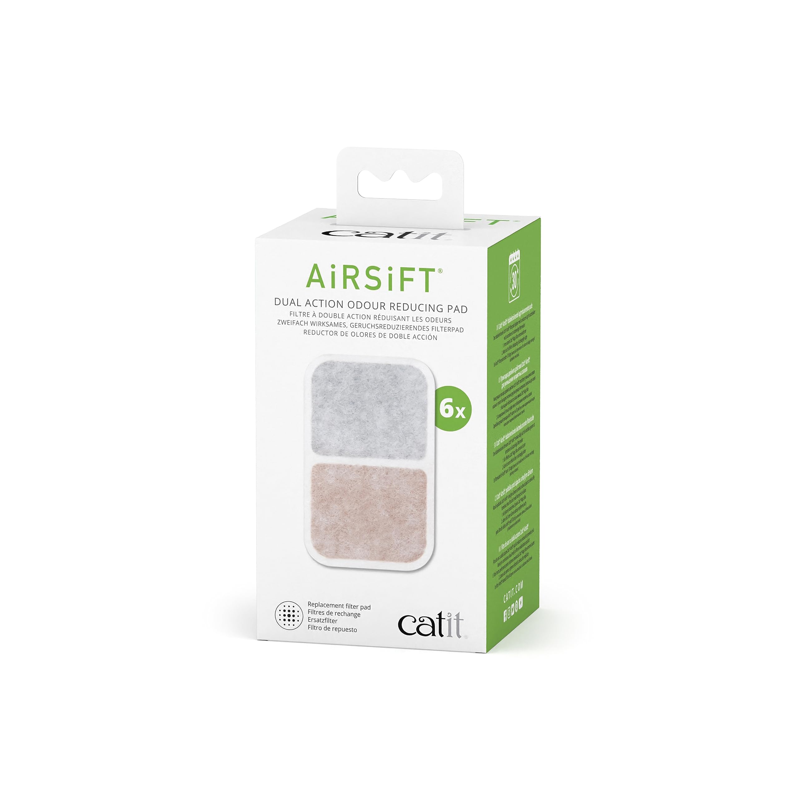 Catit Airsift 6-pack packaging for easy litter odor control.