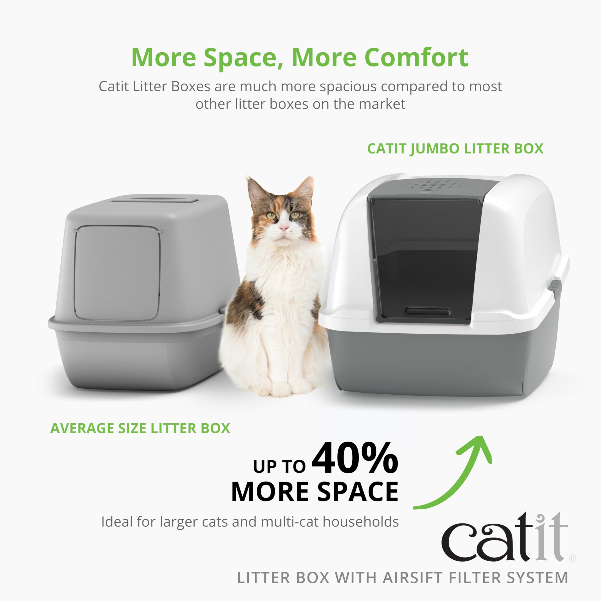 Catit Airsift Litter Pan Large side view demonstrates anti-leak overlap construction.