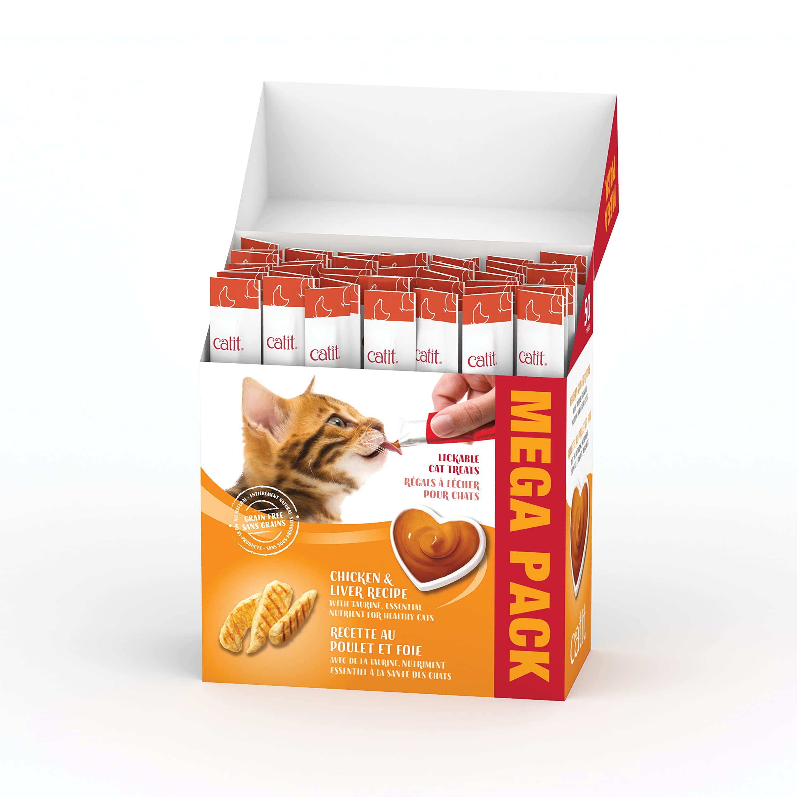 Catit creamy lickable treat packaging shown for easy, shared snacking.
