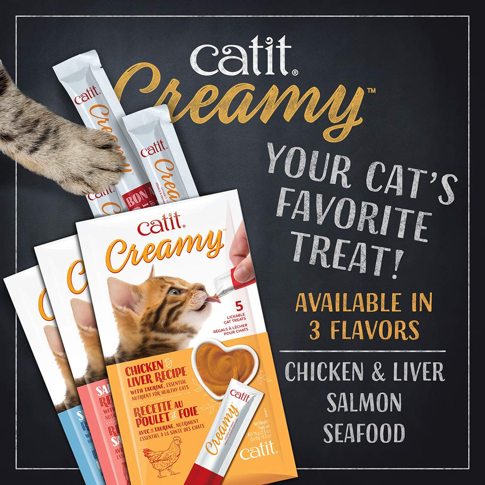 Catit Creamy Salmon 30-pack packaging for 0.5 oz tubes