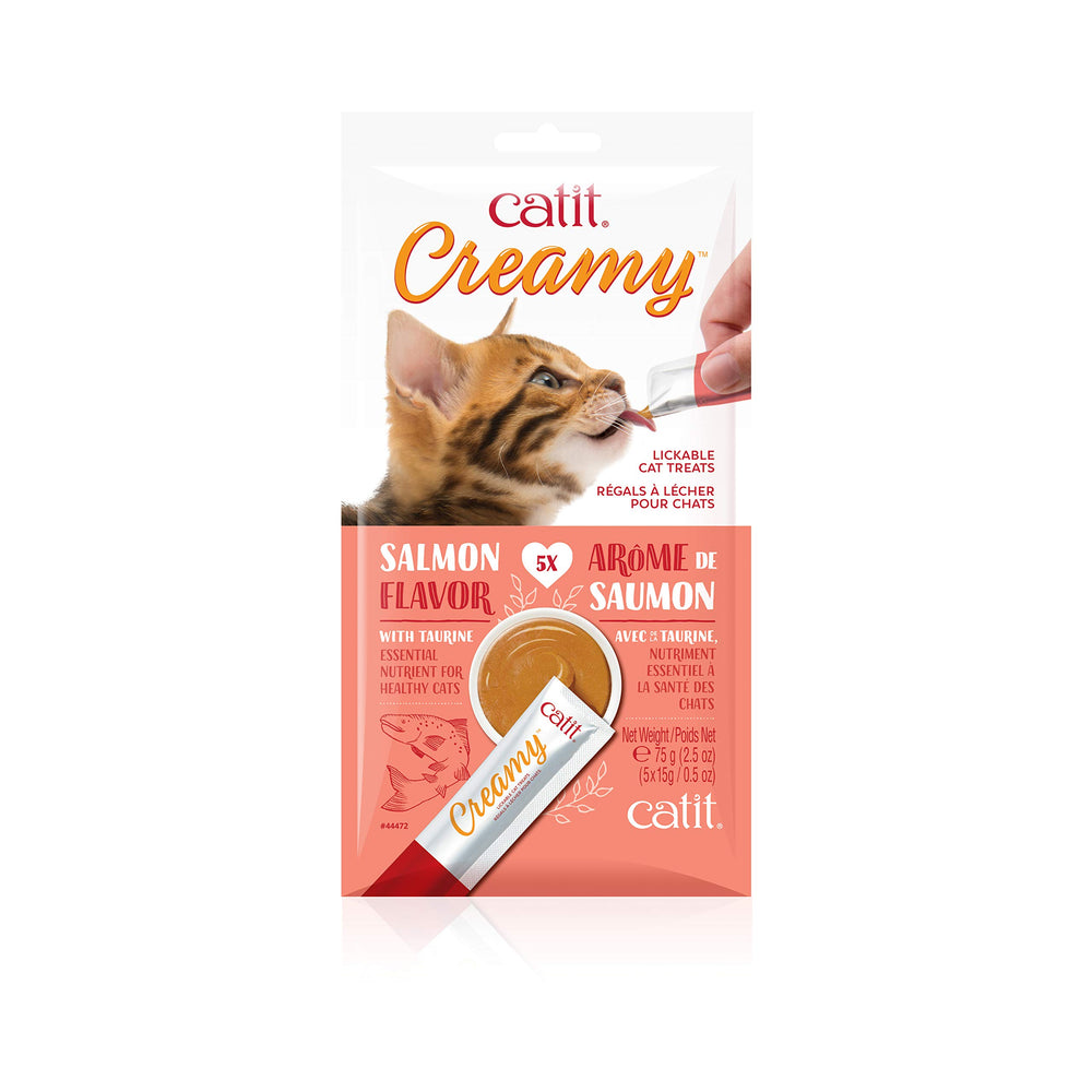 Catit Creamy Salmon lickable tube treats rewards for cats