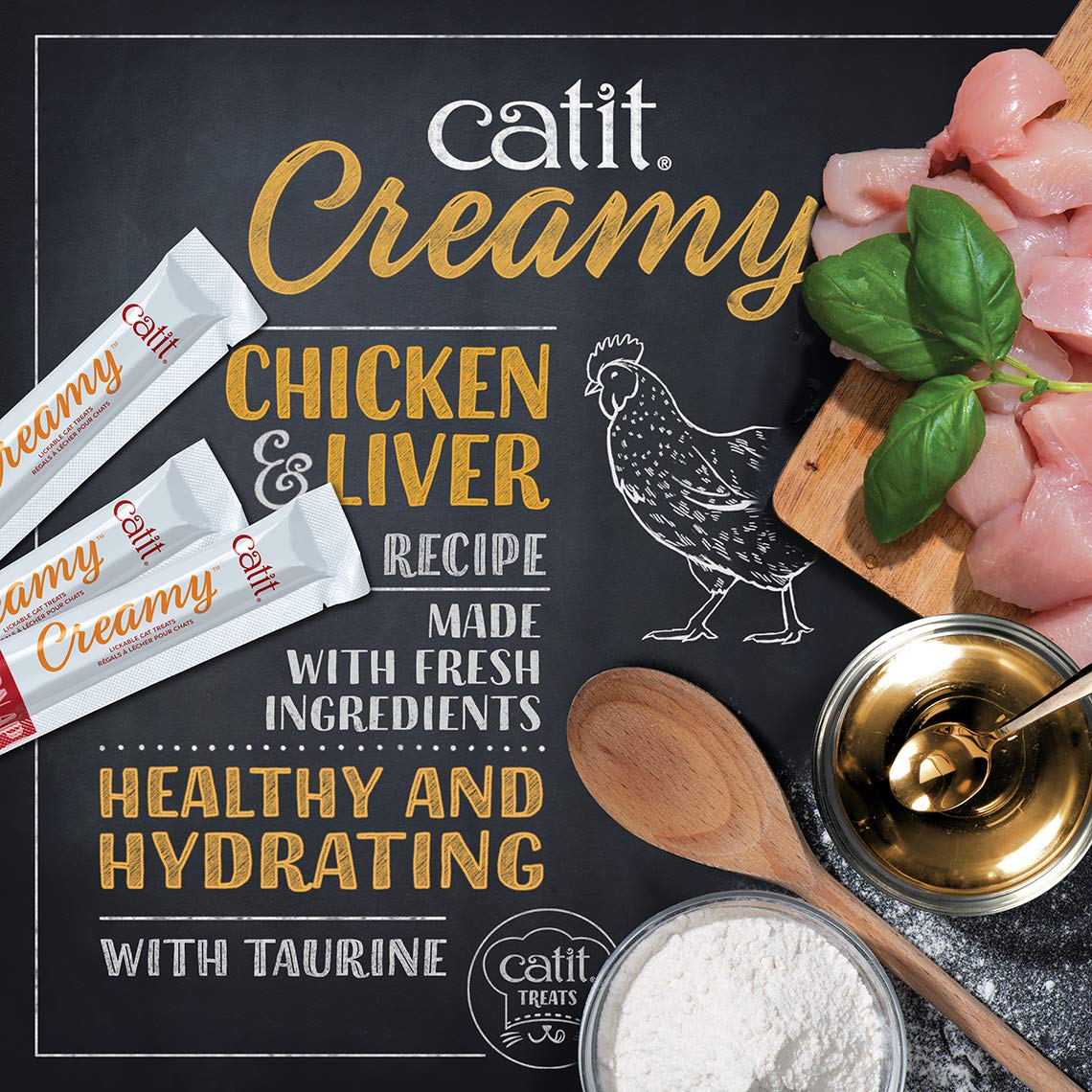 Catit Creamy treat fed directly provides a simple reward option.