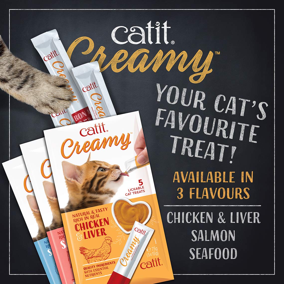Catit Creamy treat texture closeup reveals rich puree.