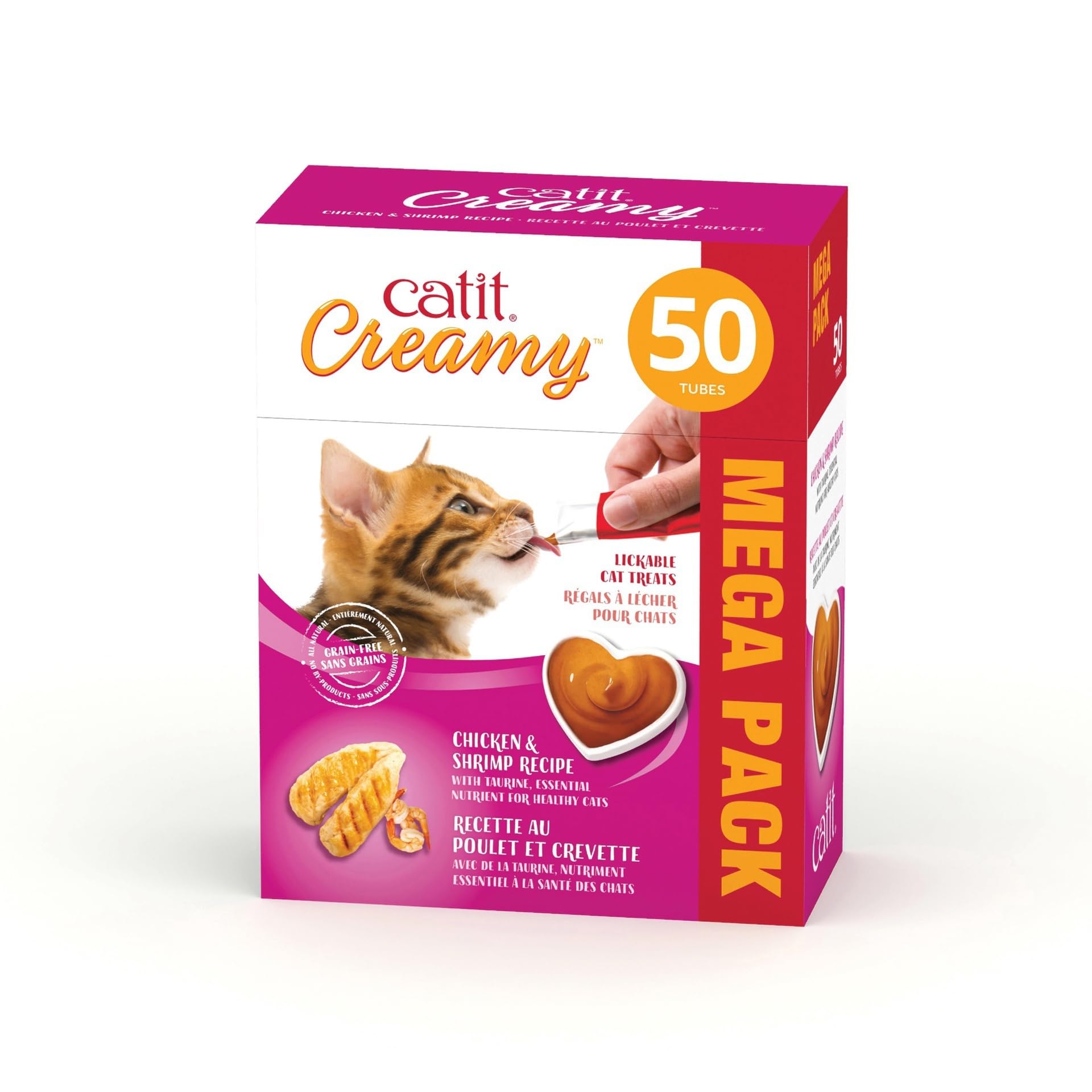 Catit Creamy tubes arranged on a surface, easy-to-portion for meals.