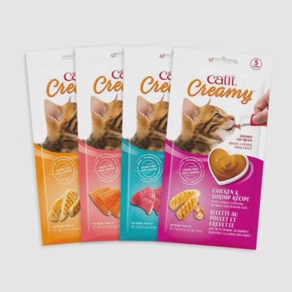 Catit Creamy tube on a dish, convenient serving option for cats.