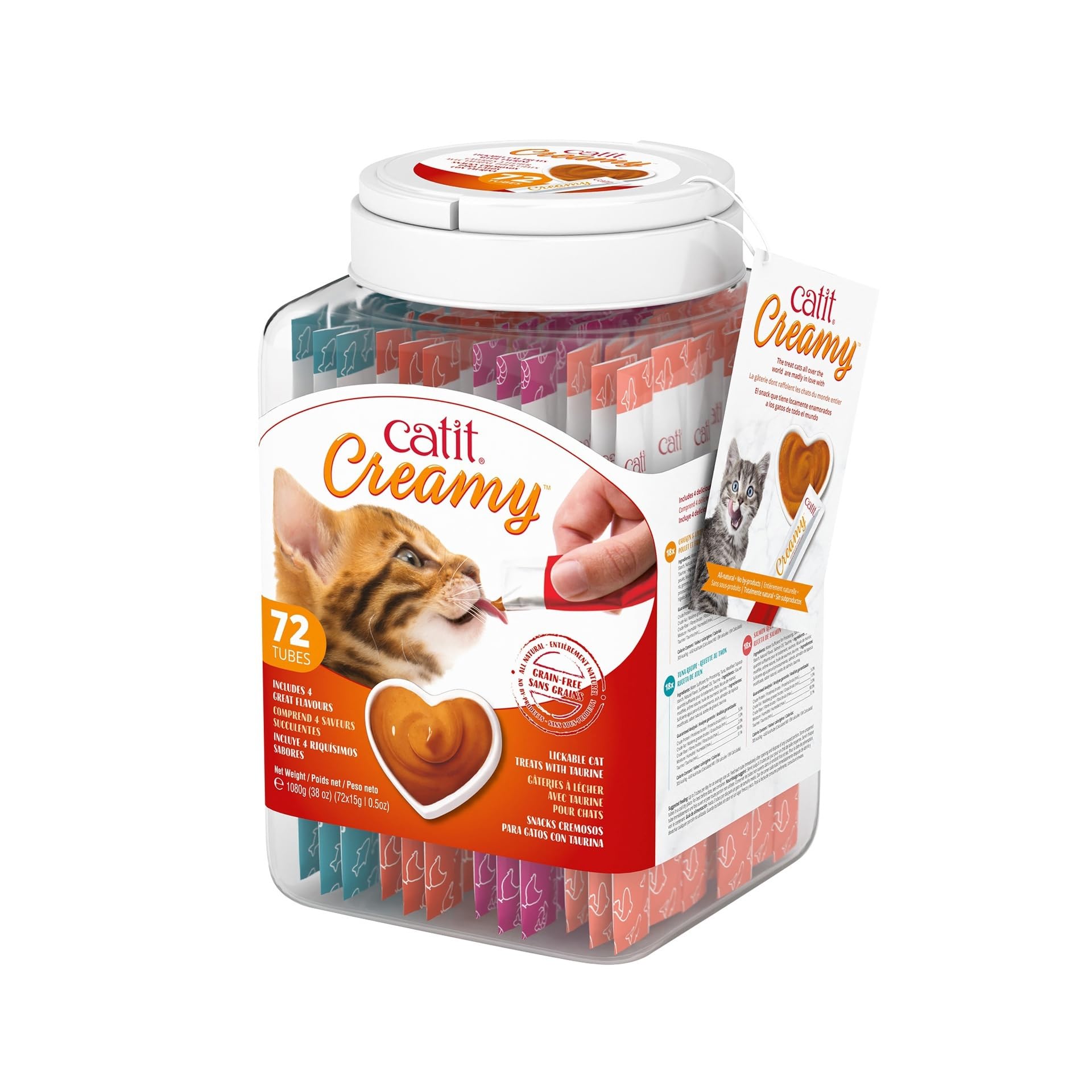 Catit Creamy tube handed to a cat for a tasty, hydrating reward.