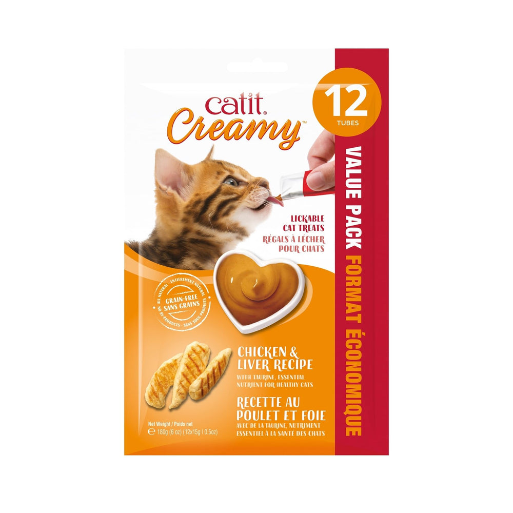 Unopened Catit Creamy tubes stored for later use.