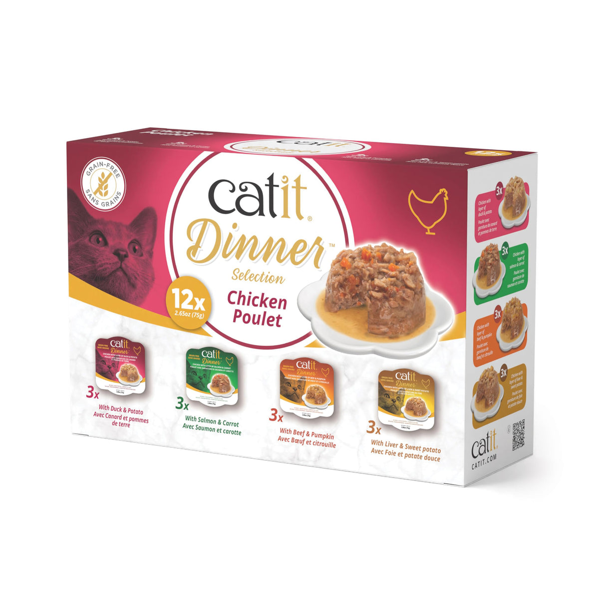 Catit Dinner Chicken Multipack Duck & Potato recipe for variety and palatability.
