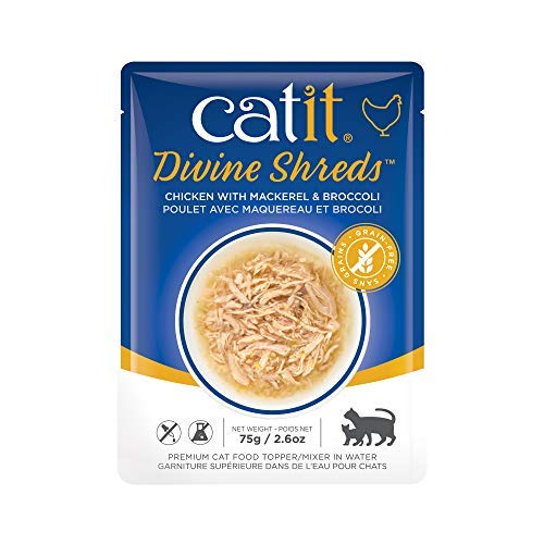 Catit Divine Shreds Cat enjoying Shreds over kibble demonstrates serving idea
