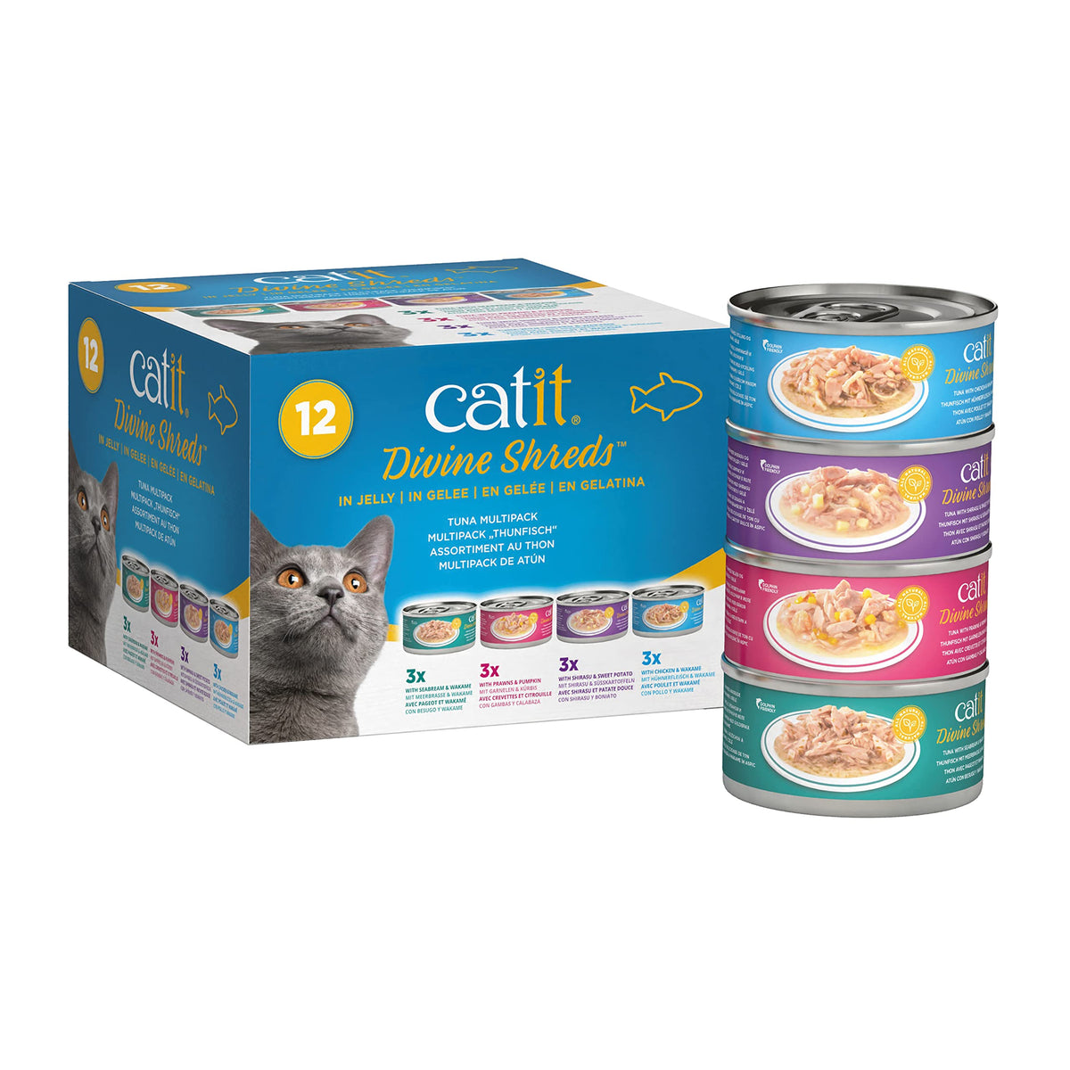 Catit Divine Shreds in Jelly Tuna: hydrating topper to enhance dry kibble flavor