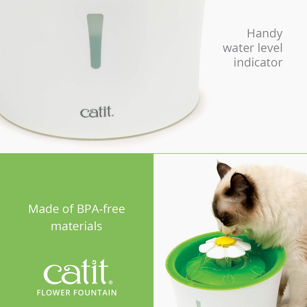 Catit Ergonomic Design photo illustrating the fountain’s integrated shape with other Catit products.
