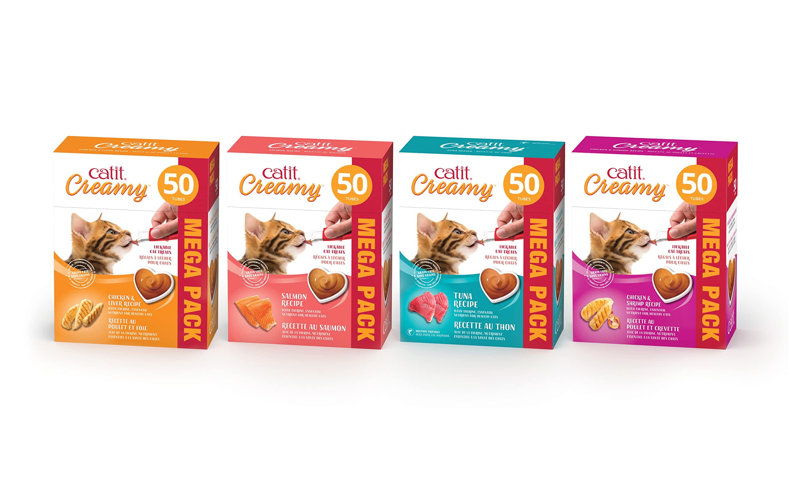 Catit fifty 0-5oz tubes pack provides a long-lasting snack option.