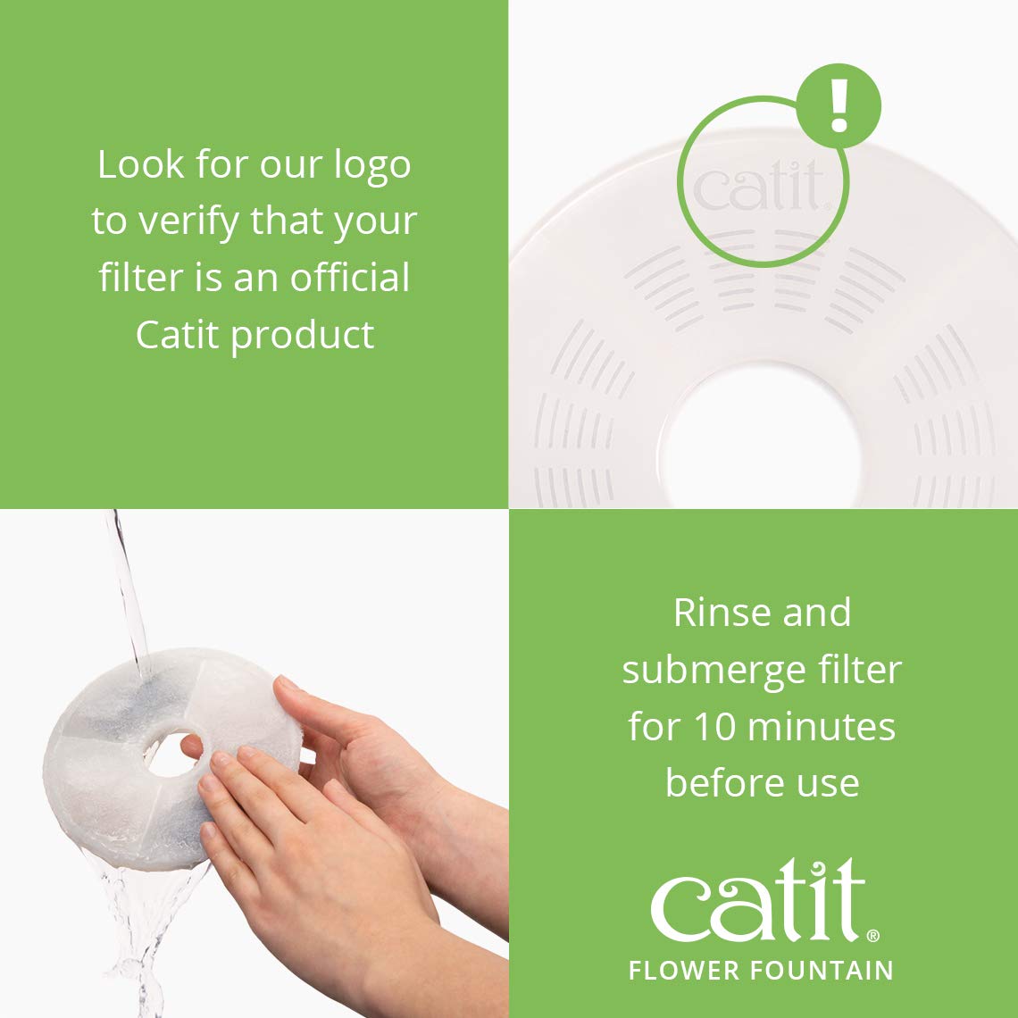 Catit Flower Accessory demonstrates the flower element that creates streams to intrigue cats.