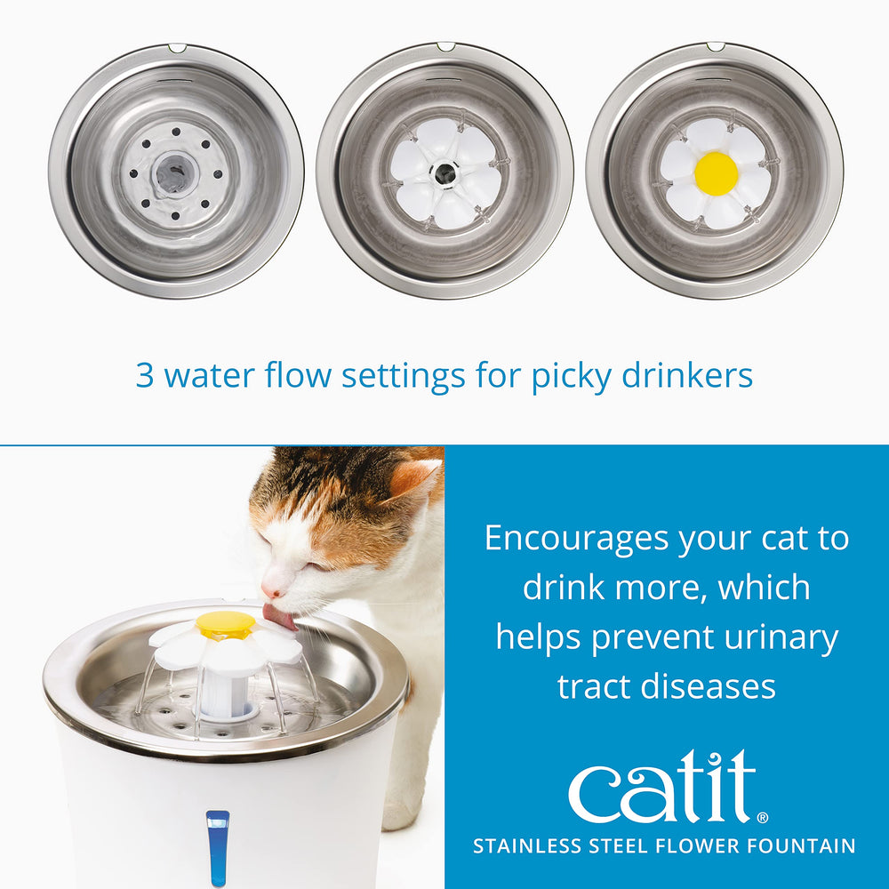 Catit flower fountain with LED nightlight and water level indicator