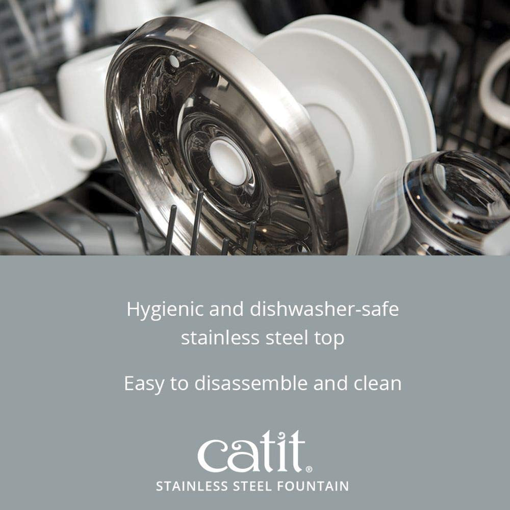 Catit Fresh & Clear top is dishwasher-safe for easy cleaning after use.