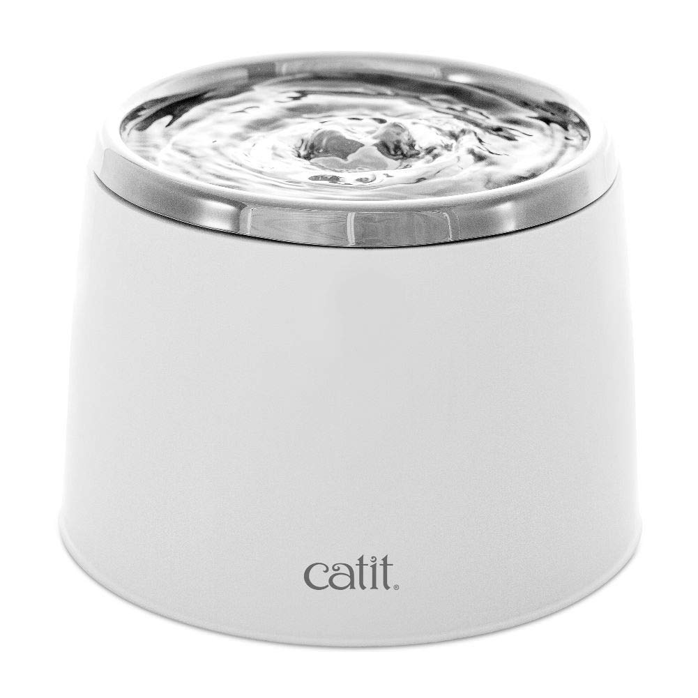 Catit Fresh & Clear fountain with stainless top promotes clean hydration for cats.