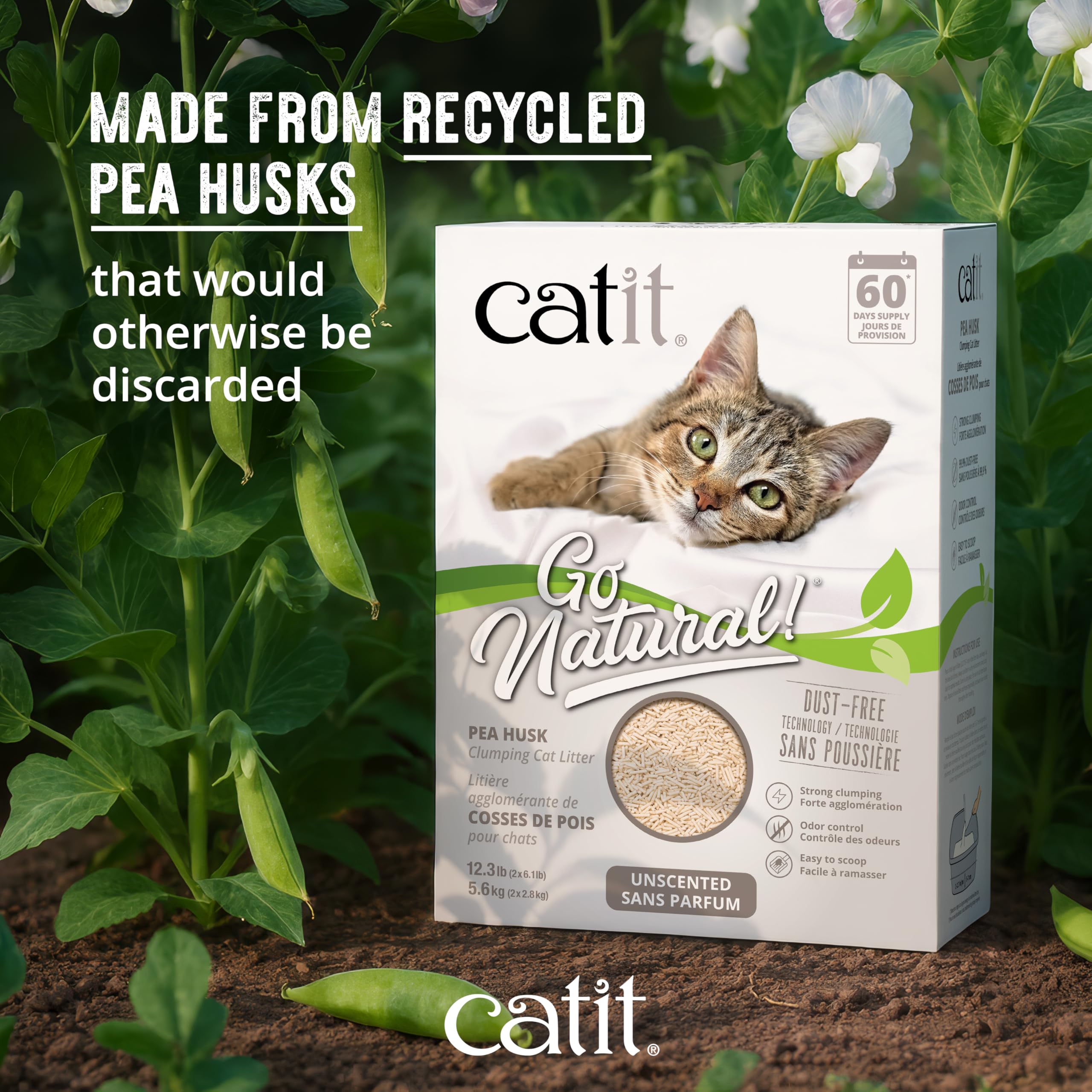Catit Go Natural dust-free paw-friendly texture in litter box