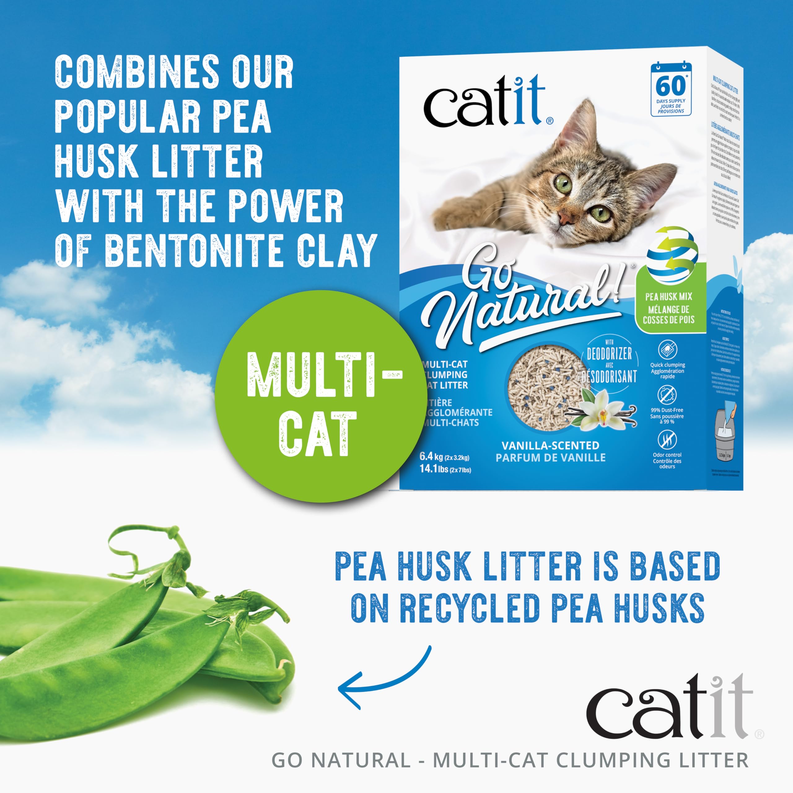 Catit Go Natural litter fast clump action highlighting quick cleanup
