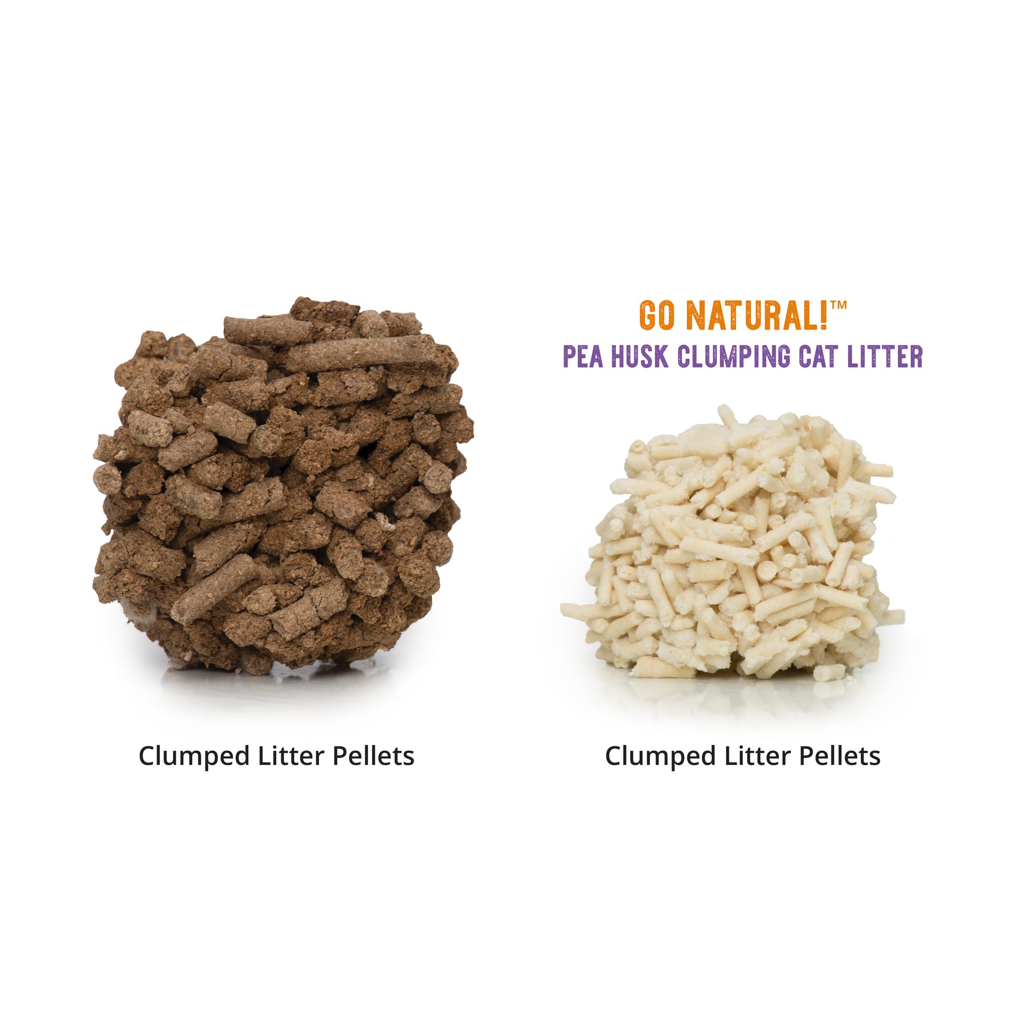 Catit Go Natural packaging highlights natural pea husk and low-dust performance.