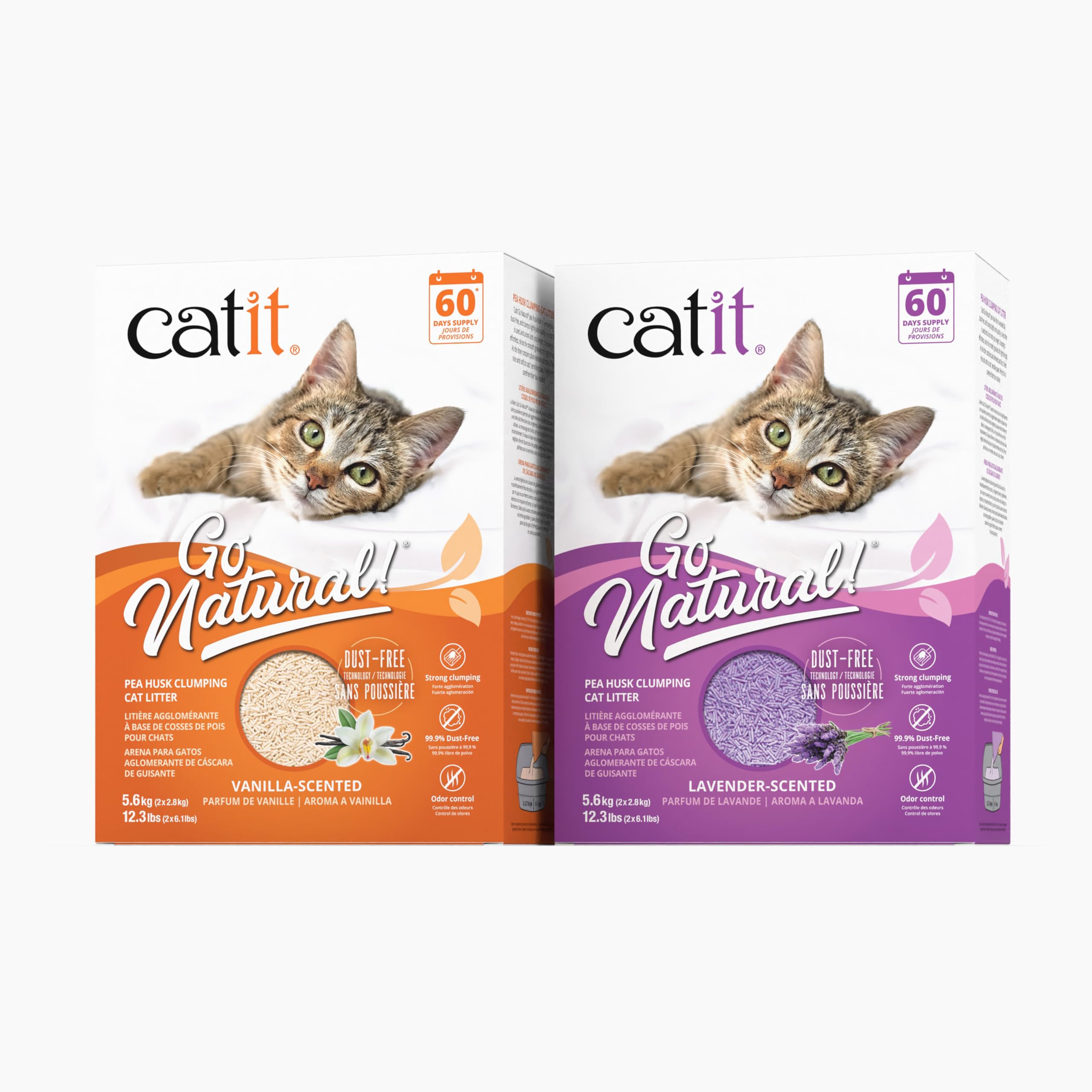 Catit Go Natural clumping pea husk litter demonstrates tight clumps for easy scooping.