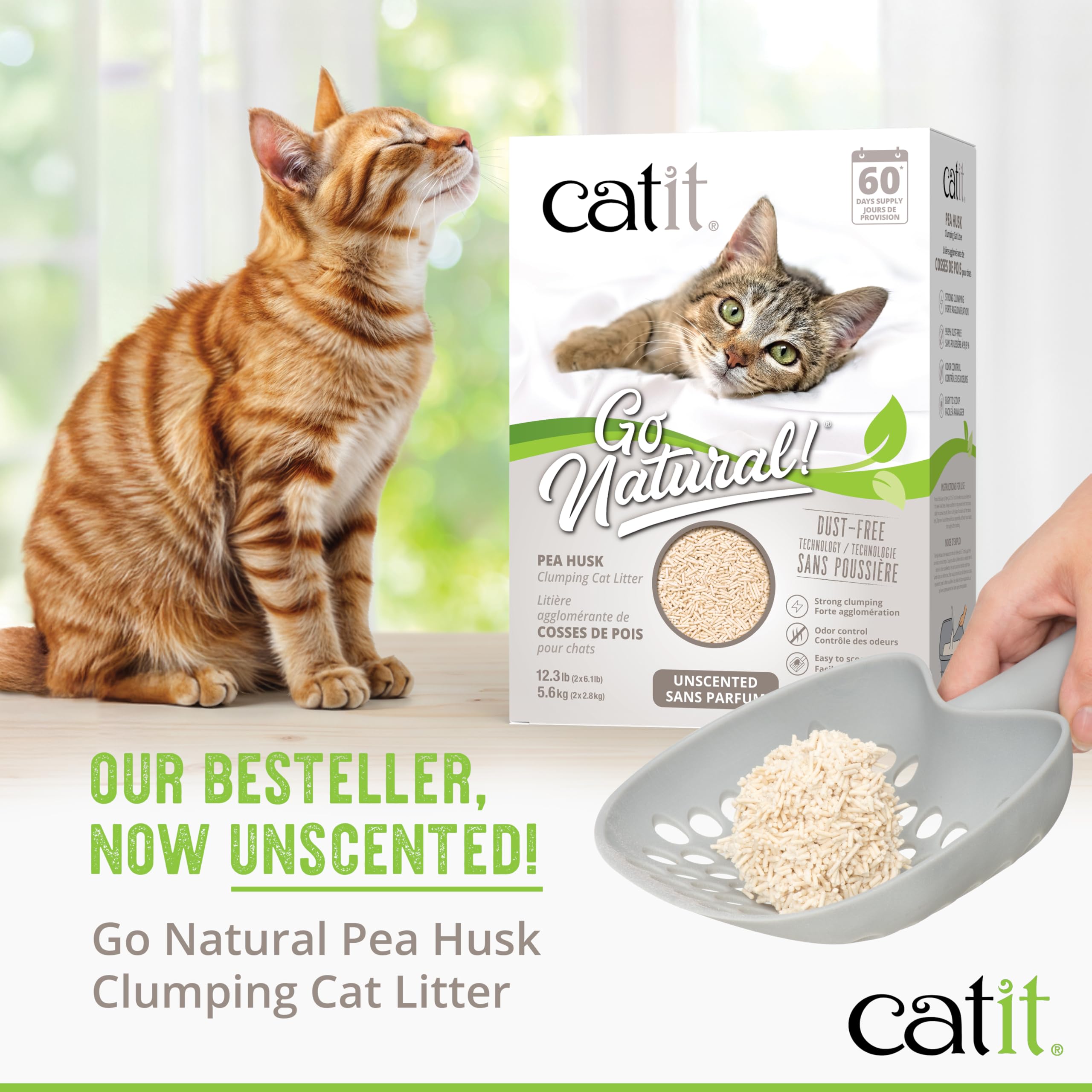 Catit Go Natural unscented formula indicating fragrance-free litter use